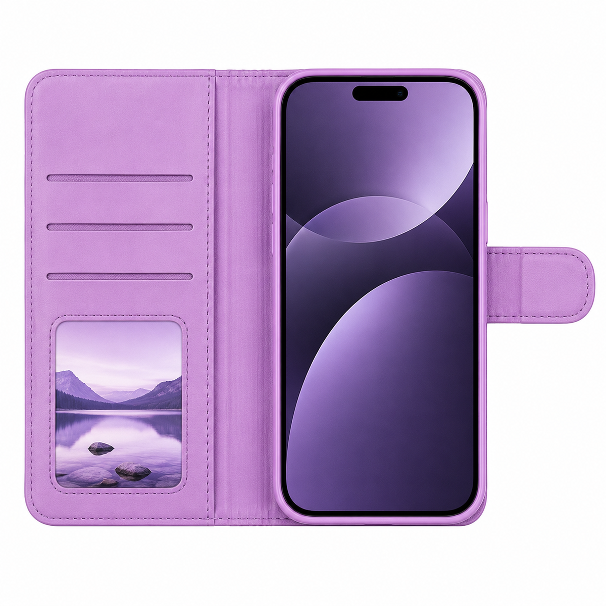For iPhone 16E Wallet Case Purple Colour Flip Cover