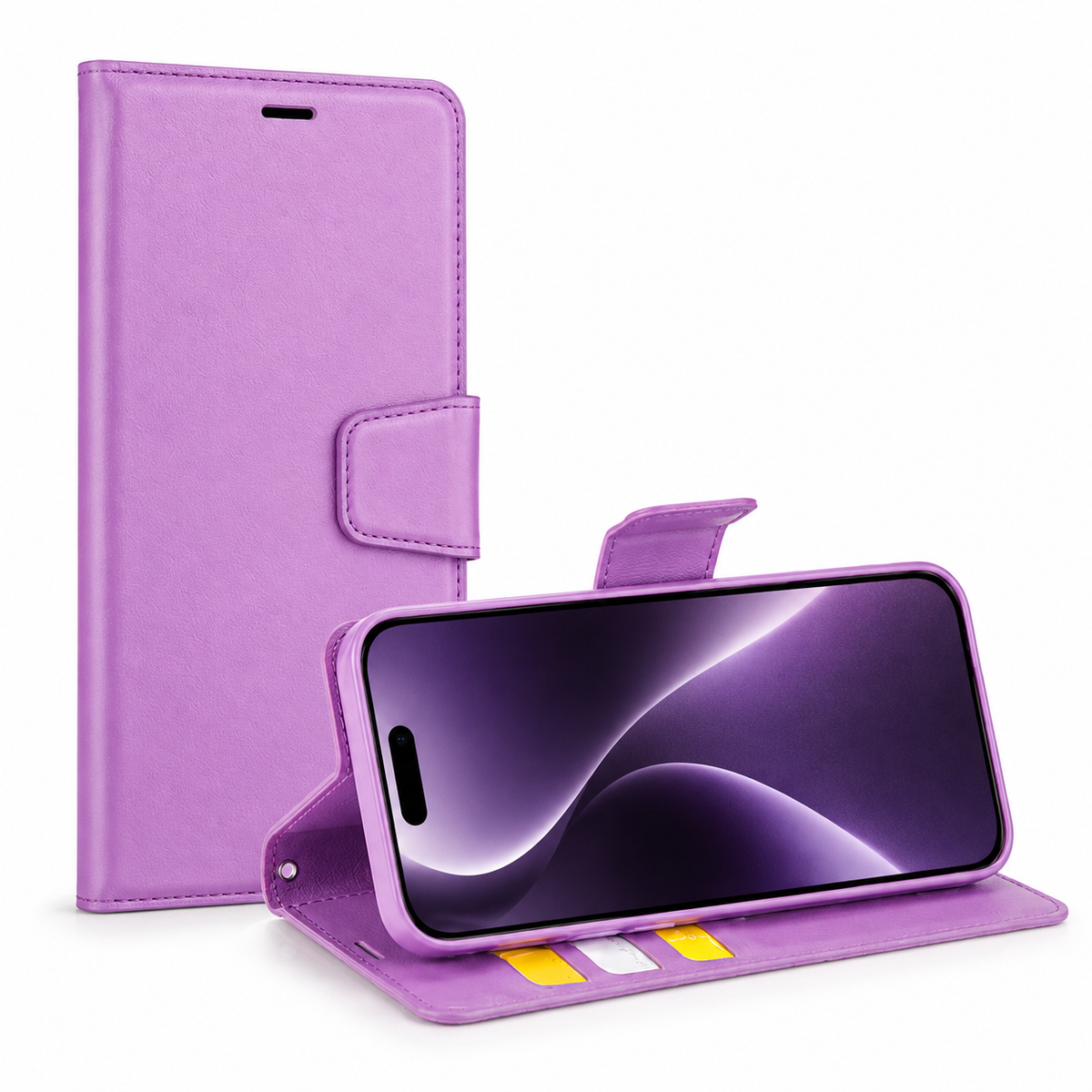 For iPhone 16E Wallet Case Purple Colour Flip Cover