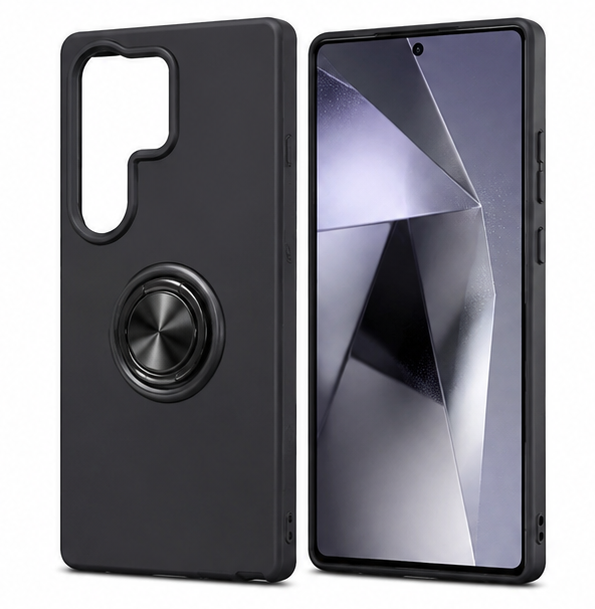 For Samsung Galaxy S25 Ultra Case with Ring Holder Kickstand Phone Case,Black