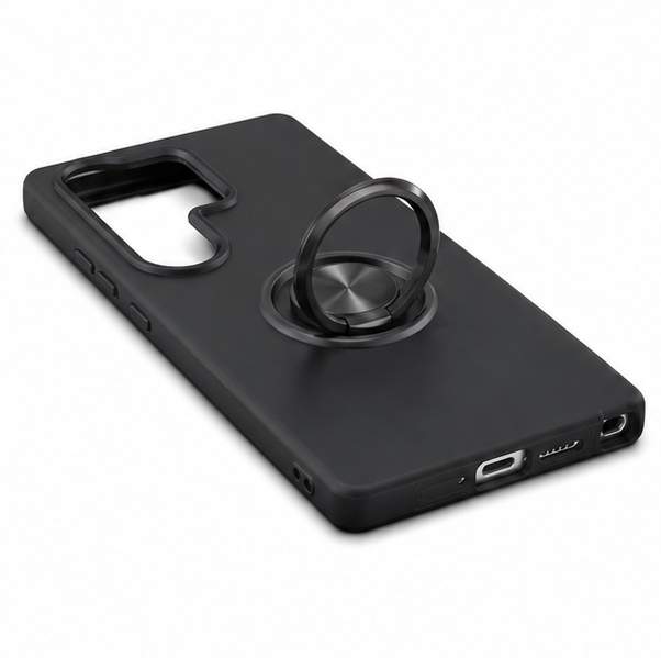 For Samsung Galaxy S25 Ultra Case with Ring Holder Kickstand Phone Case,Black