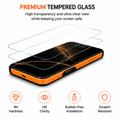 For iPhone 17 Pro Max MagSafe Orange Spin Grip Ring Stand Case + 2 Pack Tempered Glass Screen Protectors | Shockproof Protective Cover