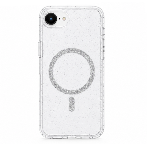 For iPhone 16e Glitter Clear MagSafe Case+ 2 x Screen Protectors