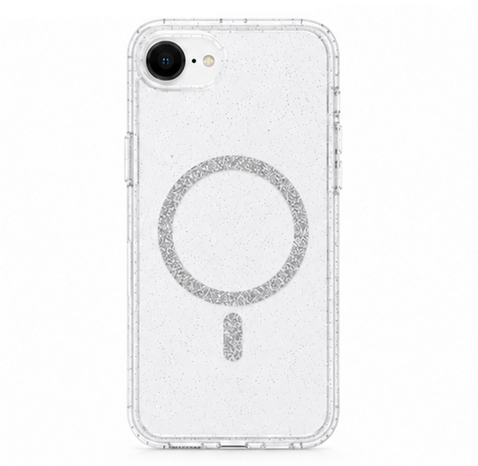 For iPhone 16e Shockproof Glitter Clear MagSafe Case