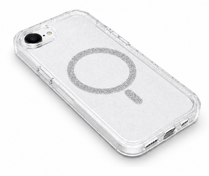 For iPhone 16e Glitter Clear MagSafe Case+ 2 x Screen Protectors