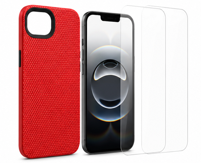 For iPhone 17e Shockproof Rugged Red Case + 2x Screen Protector