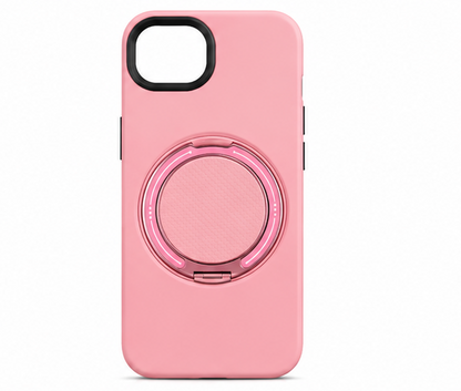For iPhone 17e MagSafe Pink Spin Grip Ring Stand Case + 2 Pack Tempered Glass Screen Protectors | Shockproof Protective Cover