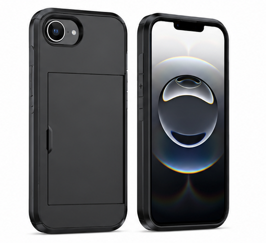 For iPhone 16e Slide Card Holder Shockproof Case