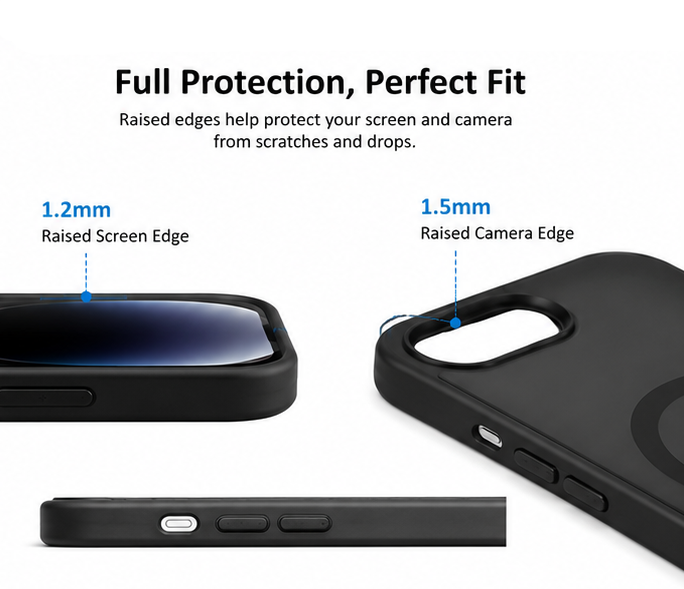 For iPhone 16e MagSafe Matte Frosted Shockproof Case – Slim Protective Cover – Black