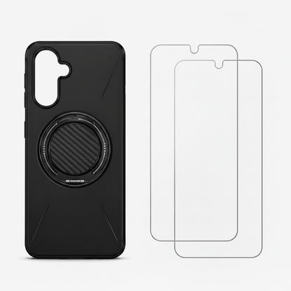 For Samsung Galaxy S26 Black Magsafe Spin Grip Phone Case + 2 Pack 9H Tempered Glass Screen Protectors