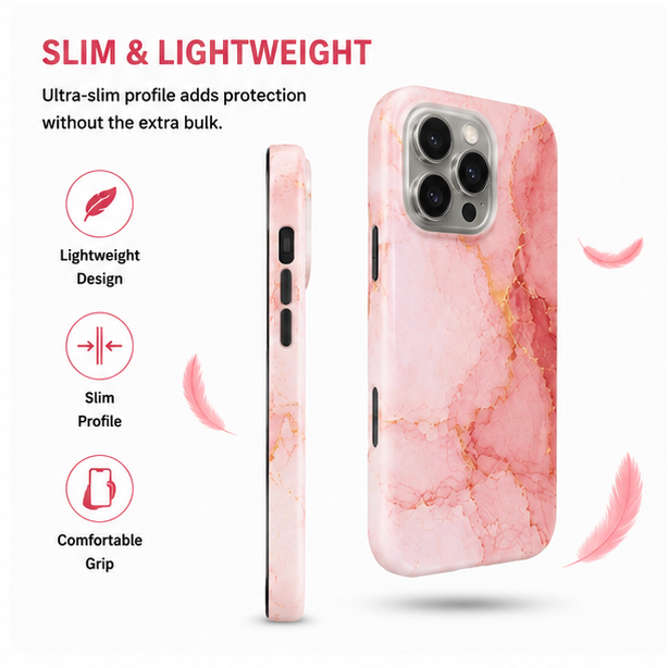 For iPhone 13 Pro Magsafe Marble Pattern Dual Layer Protective Case – Pink