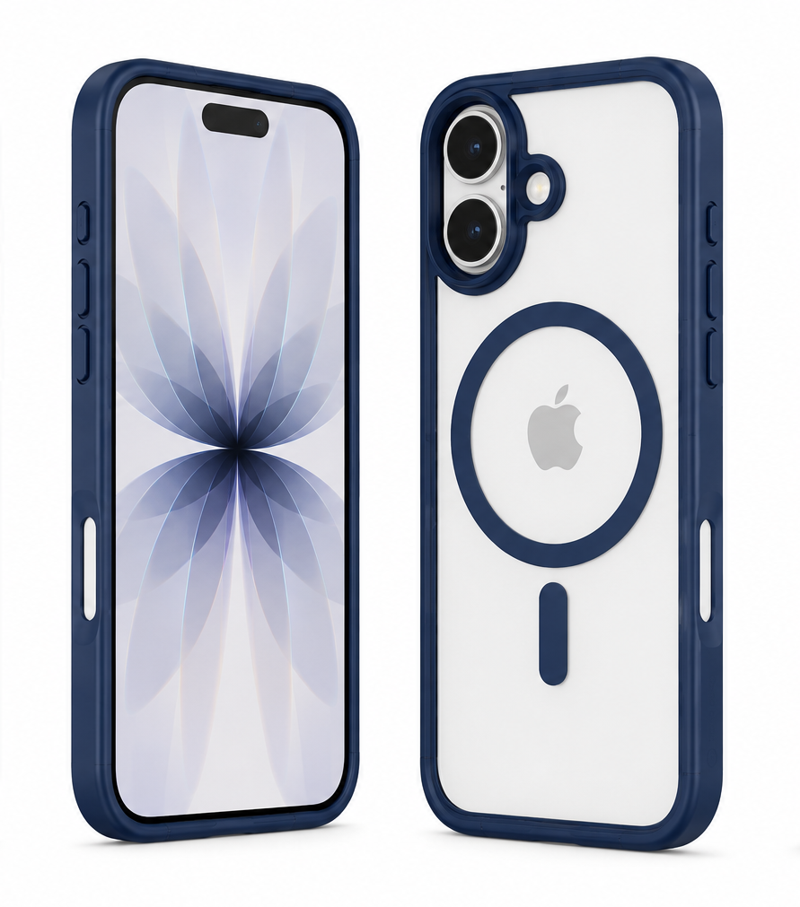 For iPhone 17 Navy Blue MagSafe Compatible Clear Case Shockproof Anti Drop