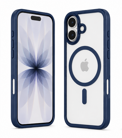 For iPhone 17 Navy Blue MagSafe Compatible Clear Case Shockproof Anti Drop