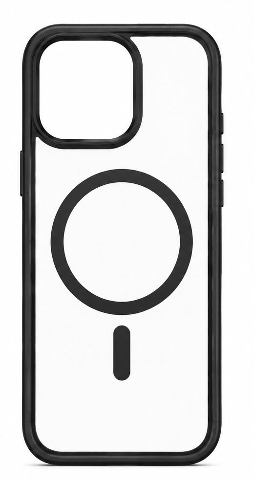 For iPhone 15 Pro-Black MagSafe Compatible Clear Case Shockproof Anti Drop