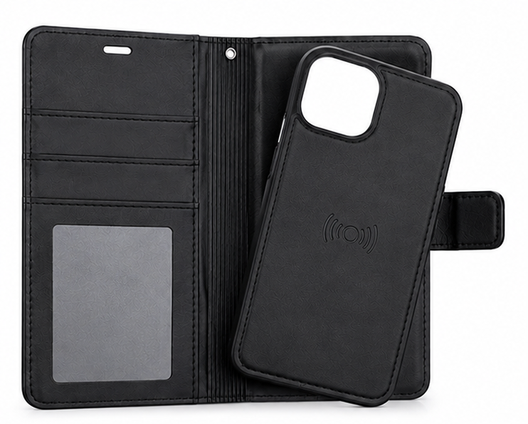 Premium 2-in-1 Black Detachable Wallet Case for iPhone 12 Pro Max
