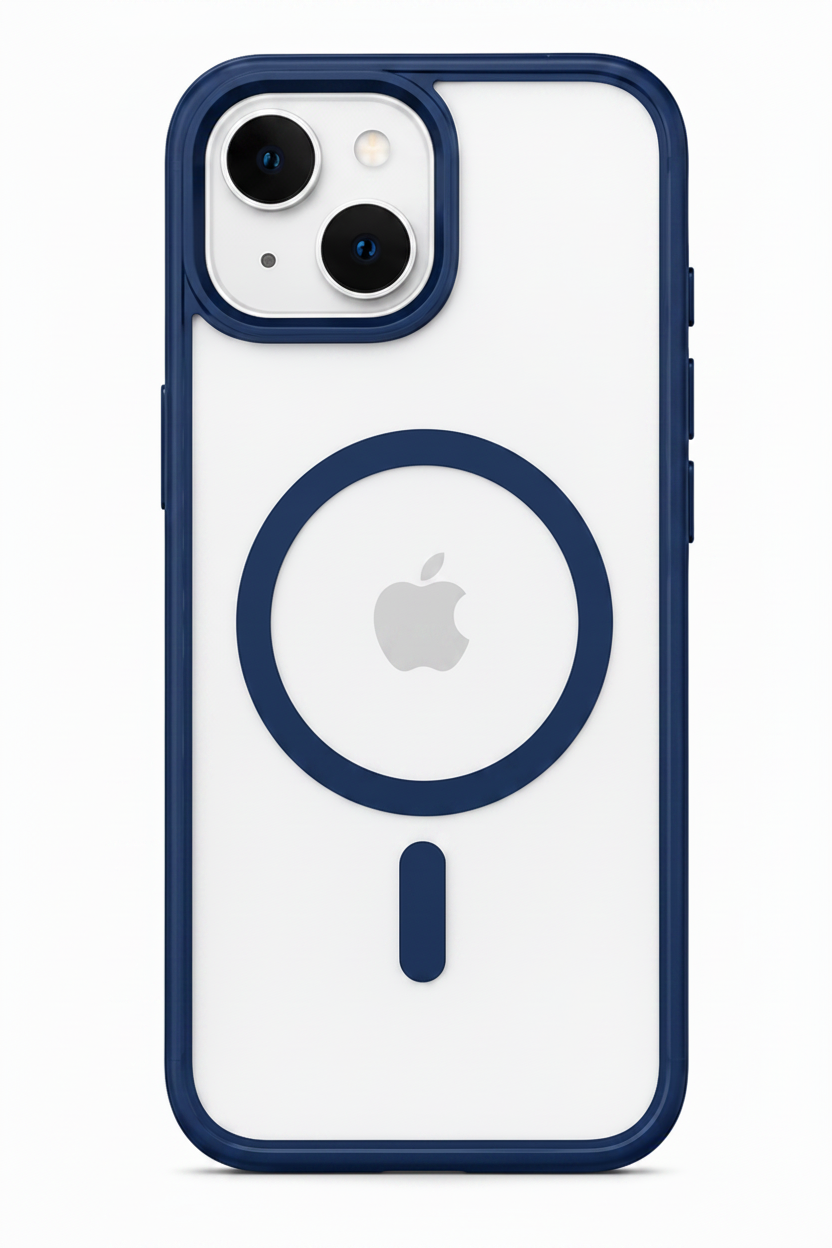 For iPhone 13-Navy Blue MagSafe Compatible Clear Case Shockproof Anti Drop