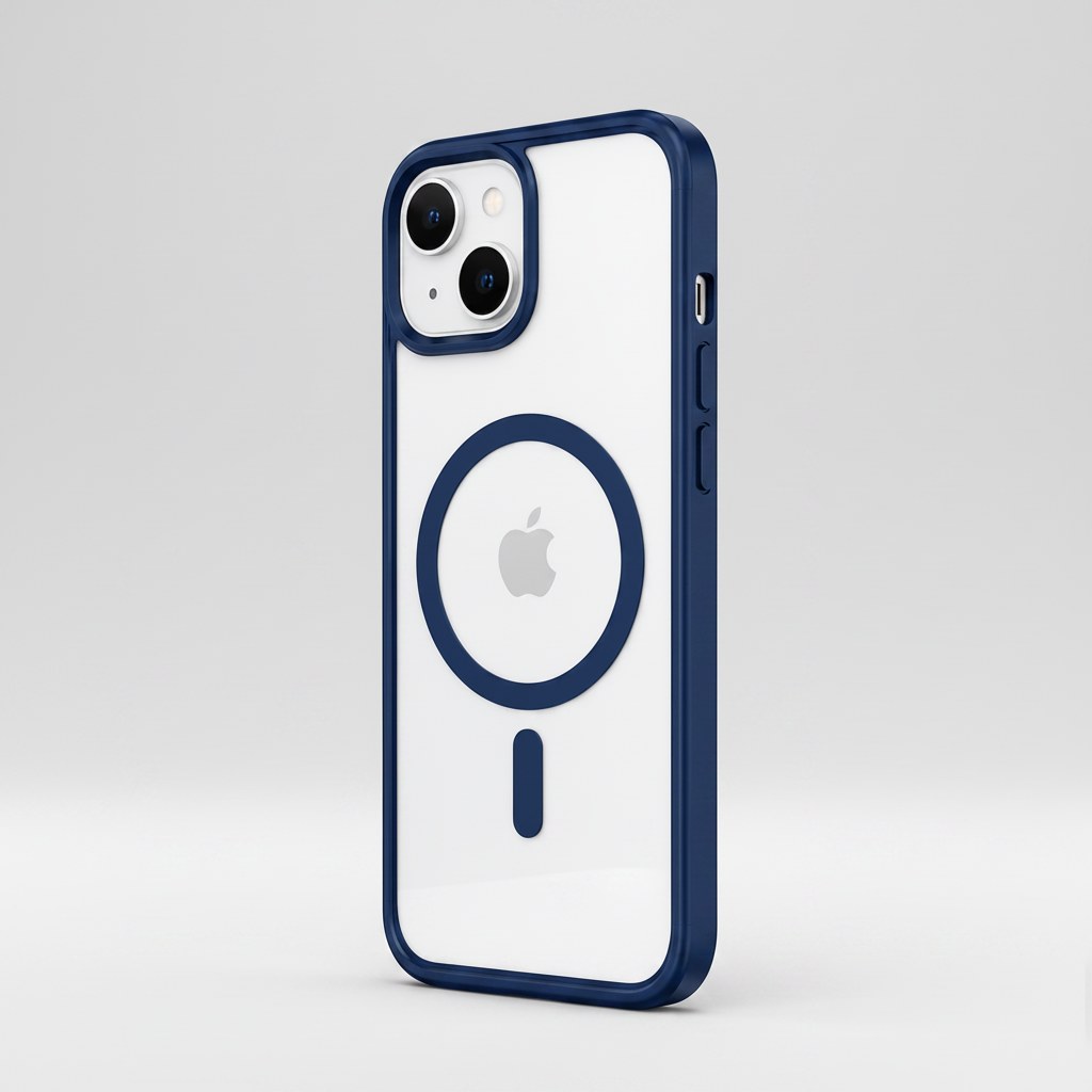 For iPhone 13-Navy Blue MagSafe Compatible Clear Case Shockproof Anti Drop