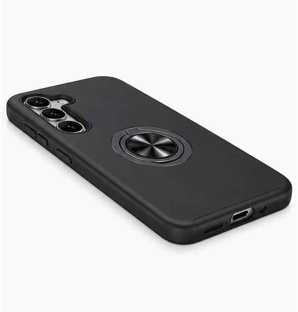 For Samsung Galaxy A37 Magnetic Ring Stand Shockproof Phone Case + 2x Tempered Glass Screen Protectors
