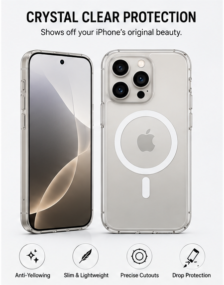 For iPhone 16 Pro Max Complete Protection Bundle | MagSafe Clear Case + Screen Protectors + Lens Guard
