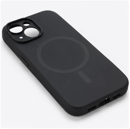 For iPhone 15 MagSafe Silicone Case Soft Touch Slim Shockproof Protective Cover Black
