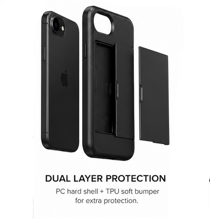 For iPhone 17e Case with Card Holder Shockproof Slim Protective Phone Cover