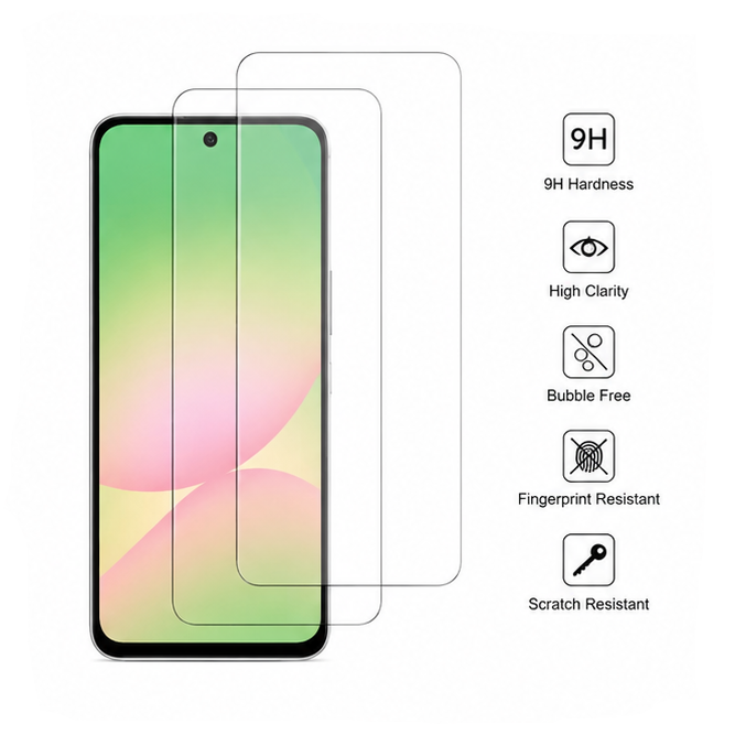 For Samsung Galaxy A54 Tempered Glass Screen Protector [2 Pack] – 9H Hardness, HD Clear, Bubble Free, Scratch Resistant, Case Friendly