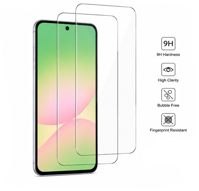 For Samsung Galaxy A56 Silicone Shockproof Light Purple Case + 2 Screen Protectors