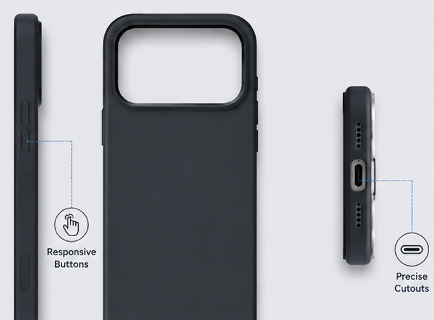For iPhone 17 Pro Silicone Case – Premium Shockproof Matte Finish,Black