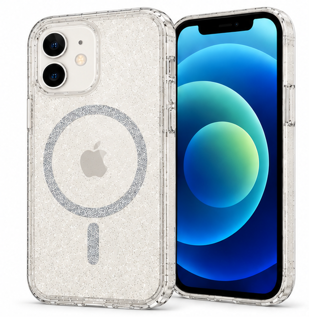 For iPhone 12 Glitter Clear MagSafe Case – Shockproof Slim Protective Cover