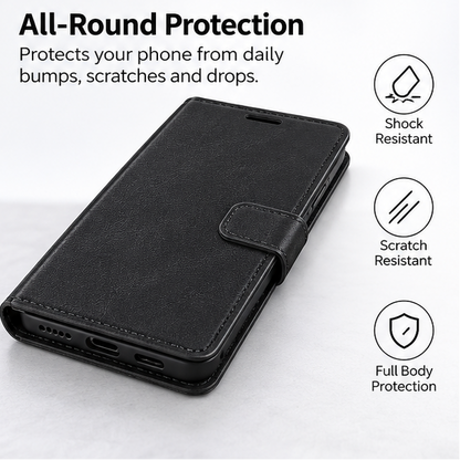For Samsung Galaxy A17 Wallet Case with Card holder Black Colour