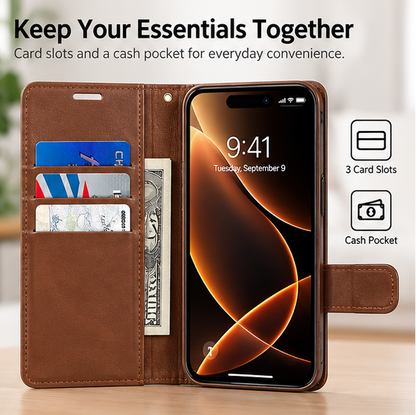 For iPhone SE3 Wallet Case-Brown