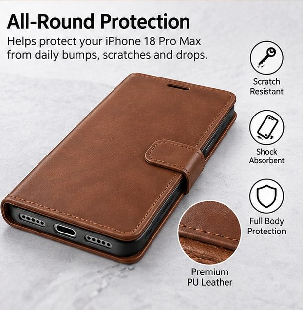For iPhone SE3 Wallet Case-Brown