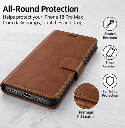 For iPhone SE3 Wallet Case-Brown