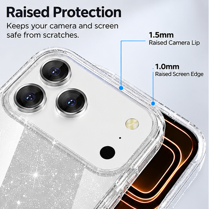 For iPhone 18 Pro Case Hard Clear Glitter Case