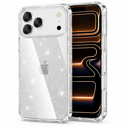 For iPhone 18 Pro Case Hard Clear Glitter Case