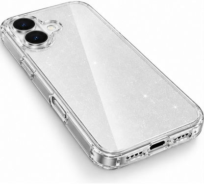For iPhone 16 Case Hard Clear Glitter Case