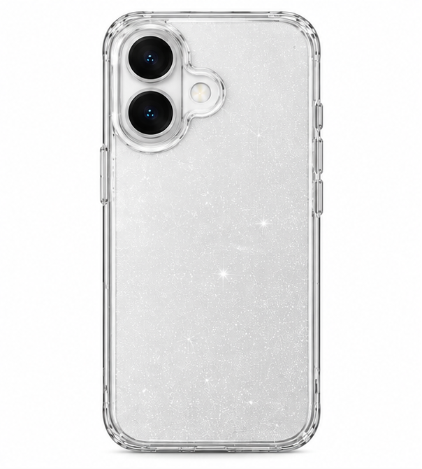 For iPhone 16 Case Hard Clear Glitter Case