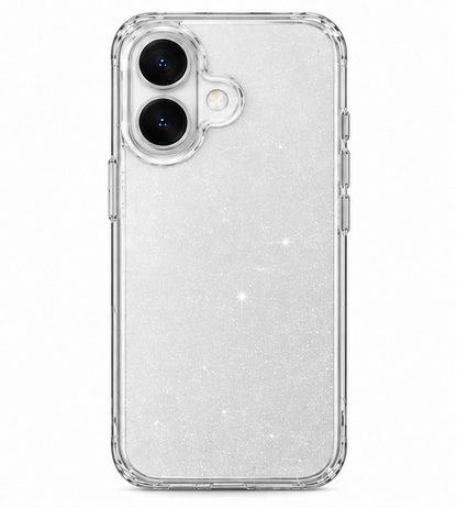 For iPhone 16 Case Hard Clear Glitter Case