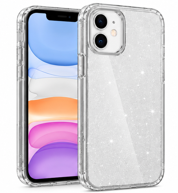 For iPhone 11 Case Hard Clear Glitter Case