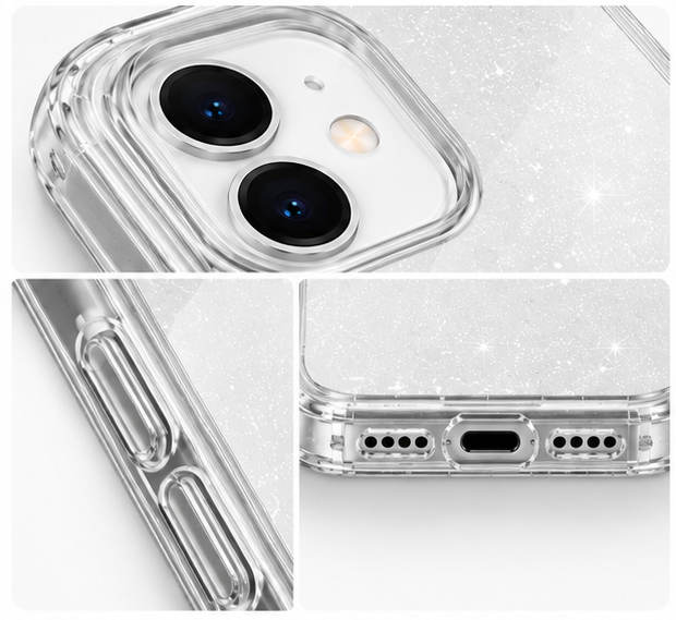 For iPhone 11 Case Hard Clear Glitter Case