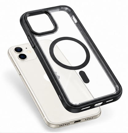 For iPhone 11 Magsafe Black Transparent Case