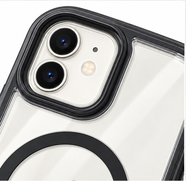For iPhone 11 Magsafe Black Transparent Case