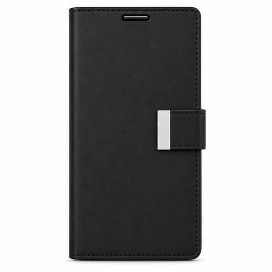 For Samsung Galaxy S26 FE Dual-Layer Wallet Case – Black Folio Cover with Card Slots
