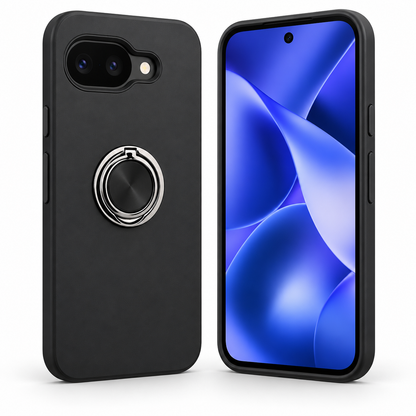 For Google Pixel 10a Slim Magnetic Ring Stand Case – Shockproof Protective Cover, Black