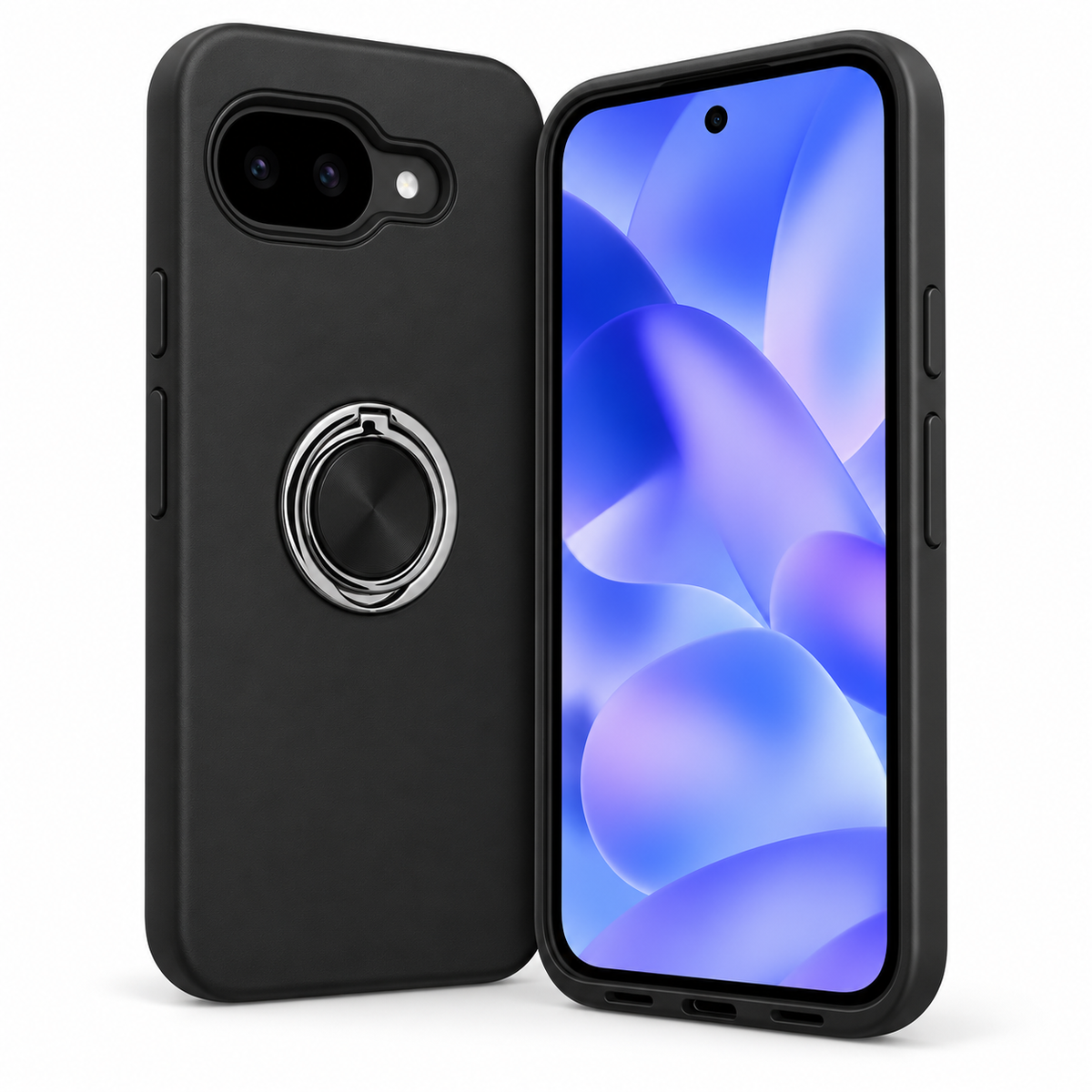 For Google Pixel 10a Slim Magnetic Ring Stand Case – Shockproof Protective Cover, Black