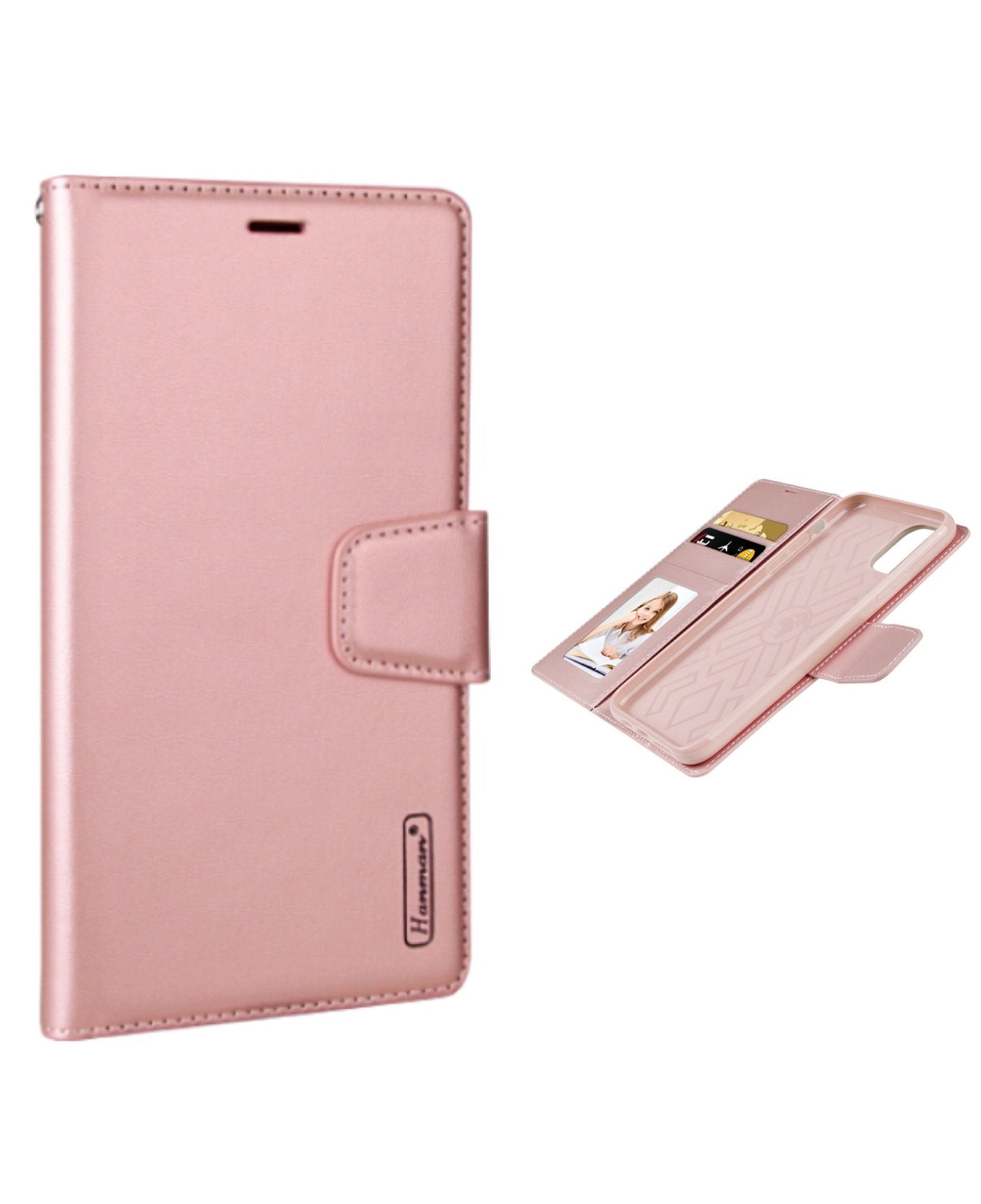 For Google Pixel 9 Pro Wallet Case with Card holder Rosegold Flip Cover with lanyard