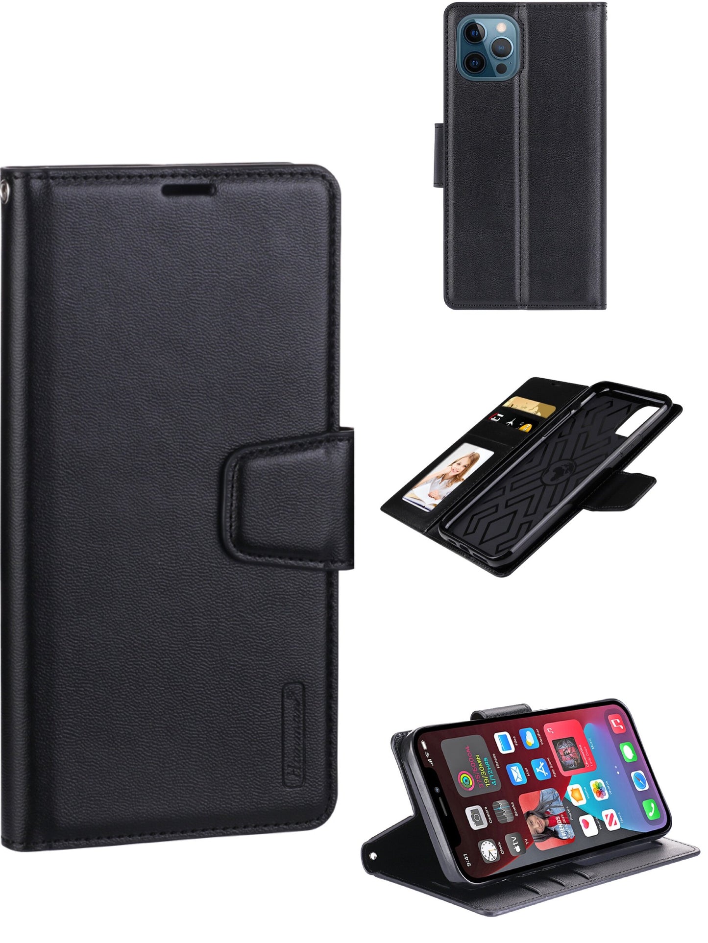 For iPhone 16 Plus Wallet Case Black Colour Flip Cover