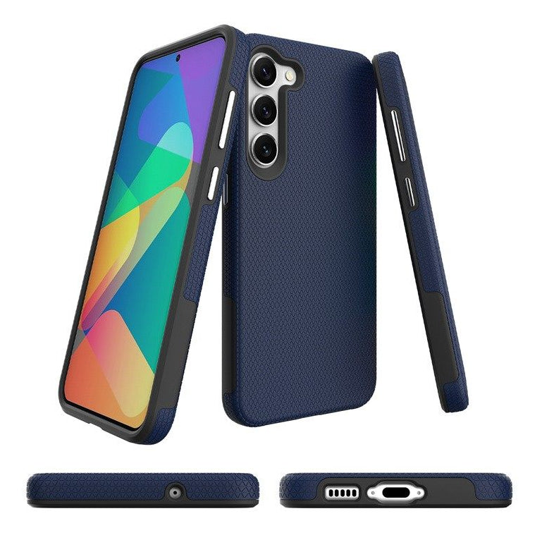 For Samsung Galaxy S24 FE Shockproof  Rugged Navy Blue Case + 2 x Screen Protector