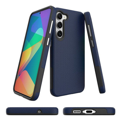 For Samsung Galaxy S24 FE Shockproof  Rugged Navy Blue Case + 2 x Screen Protector