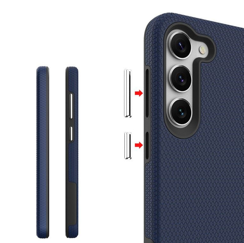 For Samsung Galaxy S24 FE Shockproof  Rugged Navy Blue Case + 2 x Screen Protector