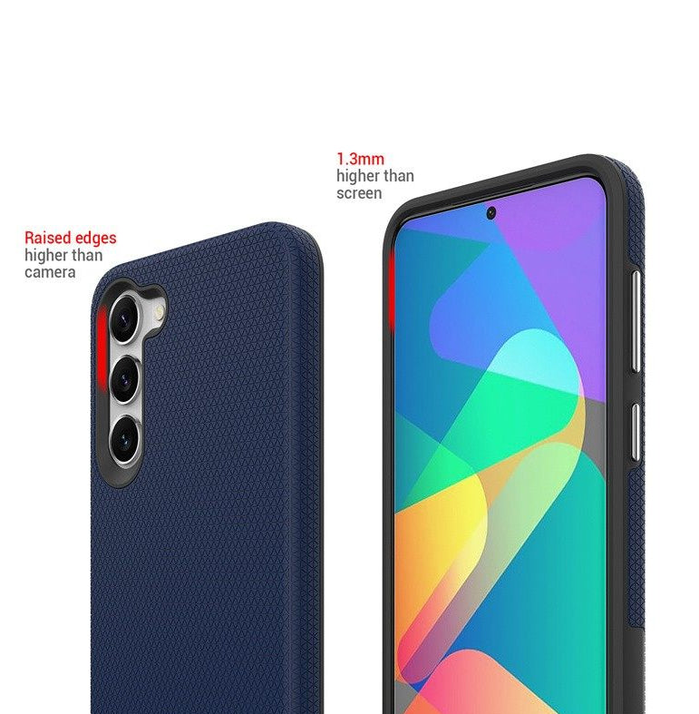 For Samsung Galaxy S24 FE Shockproof  Rugged Navy Blue Case + 2 x Screen Protector